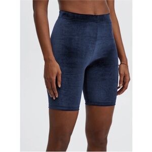 Fabletics Velour Bike Shorts navy blue velvet high waist stretch